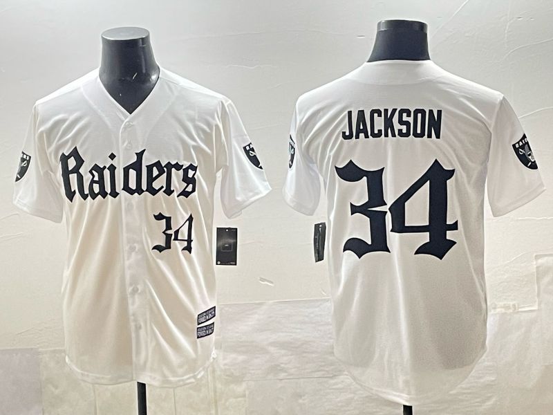 Men 2025 Oakland Raiders #34 Jackson white 6th generation Joint Name Nike Limited NFL Jersey style 04->oakland raiders->NFL Jersey